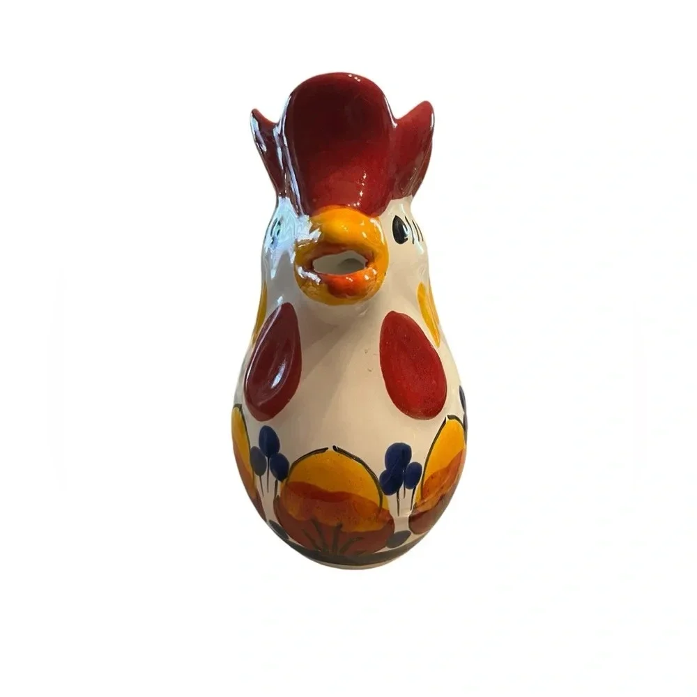 Sicilian Rooster Pitcher Hand Painted Italian Potter